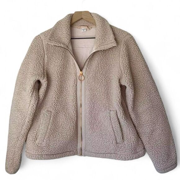Old Navy (L) Cozy Active Light Pink Sherpa Full Rose Gold Zip Jacket, Large - Picture 1 of 8